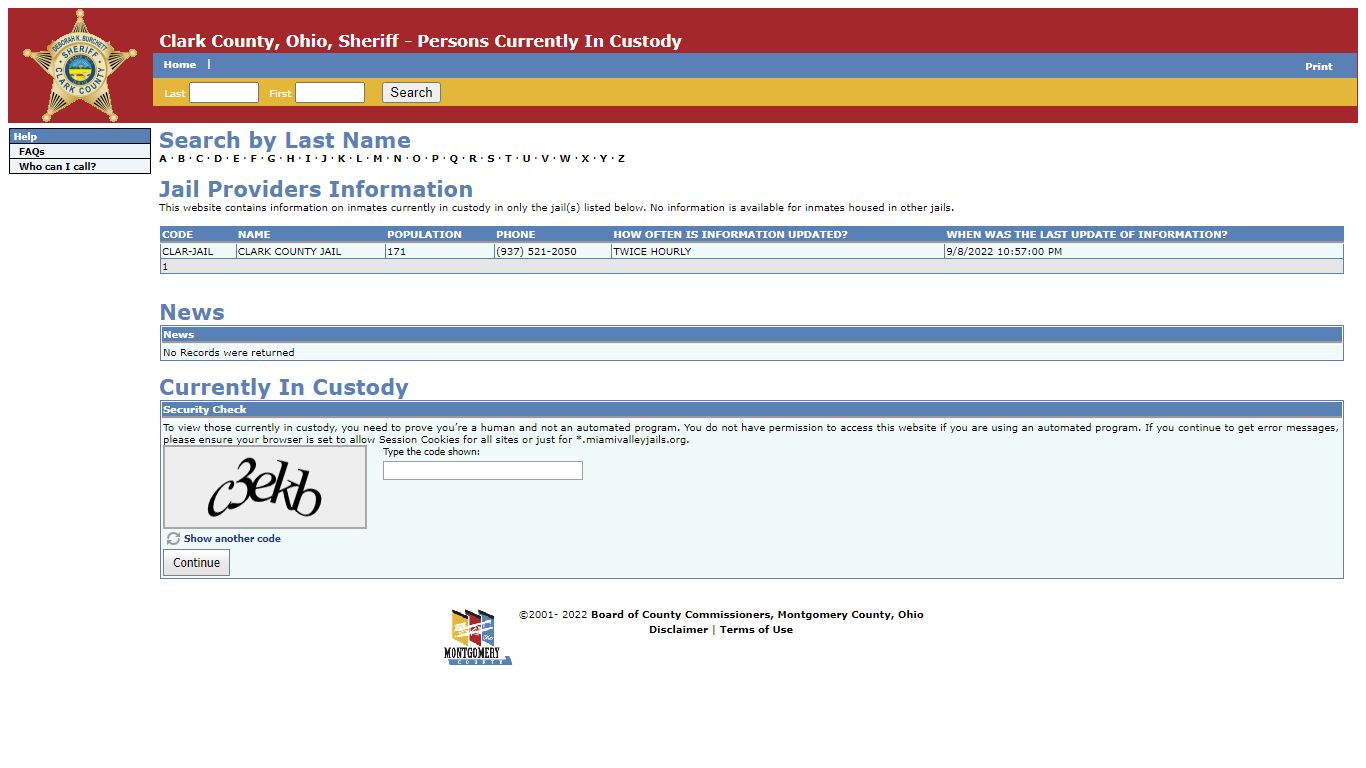 Clark County, Ohio, Sheriff - Persons Currently In Custody
